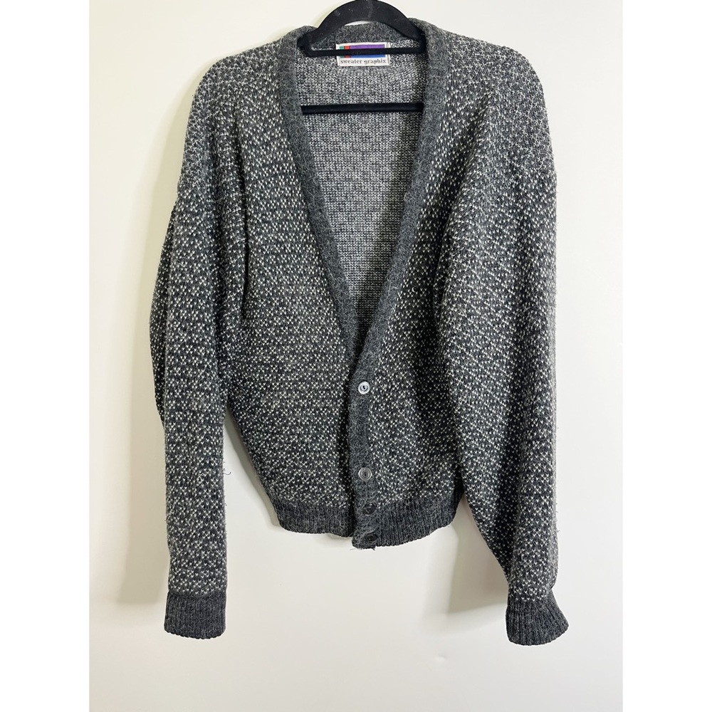 Vintage Sweater Graphix Grey Cardigan Sweater